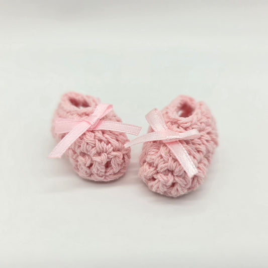 6 Pairs Tiny Crochet Baby Booties Party Gifts - Pink Miniature Knit Shoes for Party Favor and Party Decor | Baby Shower Essentials