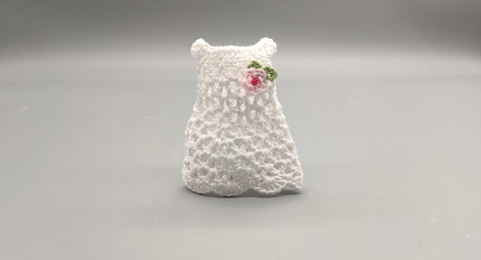 Set of 6 - White Baby Dress, Baby shower favors, Baby welcome favors, Crochet mini dress, cute party favors, quinceanera