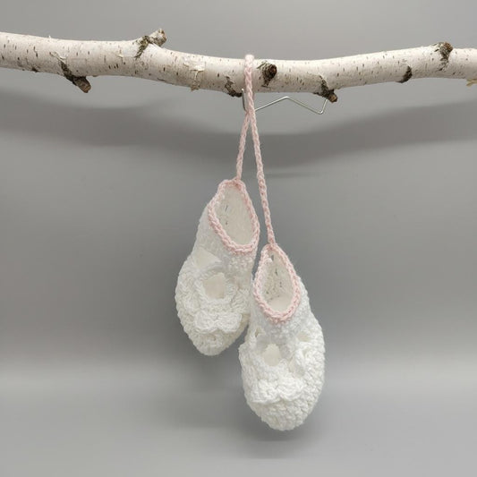 Mini Crochet Baby Booties, Baby Shoe Favors, Party favors and decor, Baby Pink - 6 Pairs