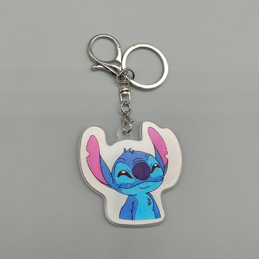 3D Lenticular Stitch Keychain - With Key Ring and Clasp - Double Sided Stich Keychain - Lilo and Stitch Inspired