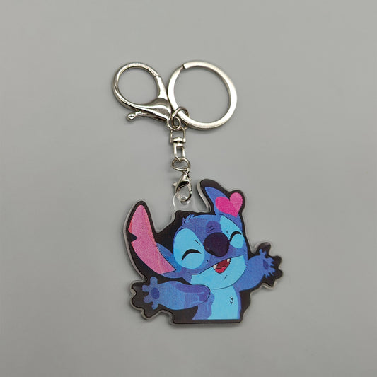 3D Lenticular Stitch Keychain - With Key Ring and Clasp - Double Sided Stich Keychain - Lilo and Stitch Inspired