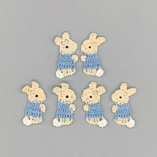 Set of 10 - Easter Bunny crochet favors, cute Easter bunny with baby blue outfit, cute party favors, crochet favors, Easter egg hunt