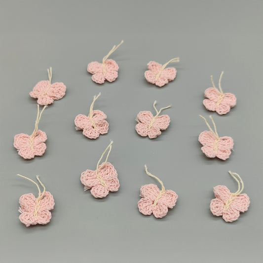 Set of 10 - Pink crochet butterflies, cute Spring or Easter favors, craft butterflies in baby pink, cute party favors, crochet favors
