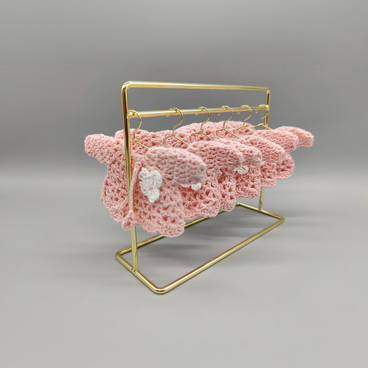 Baby pink knit crochet mini sweater with cute flower, baby shower favors, event favors, crochet favors, newborn favors, Set of 6