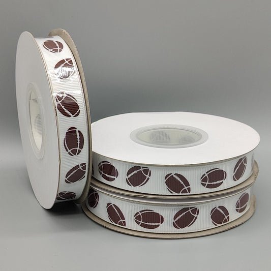 Football Theme Grosgrain Ribbon - 25 Yard Roll - 3/4" Wide Sports Party Decor - Game Day Craft Supply