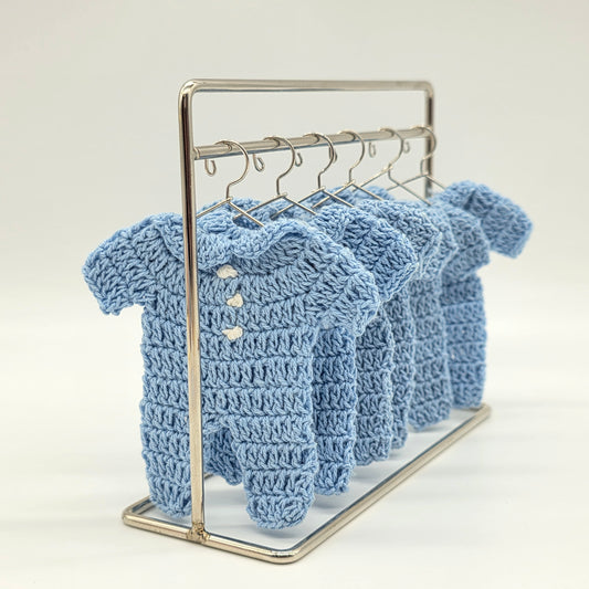 Tiny Blue Crochet Onesie Party Favor Set - Perfect Party Gift - Set of 6 Party favors