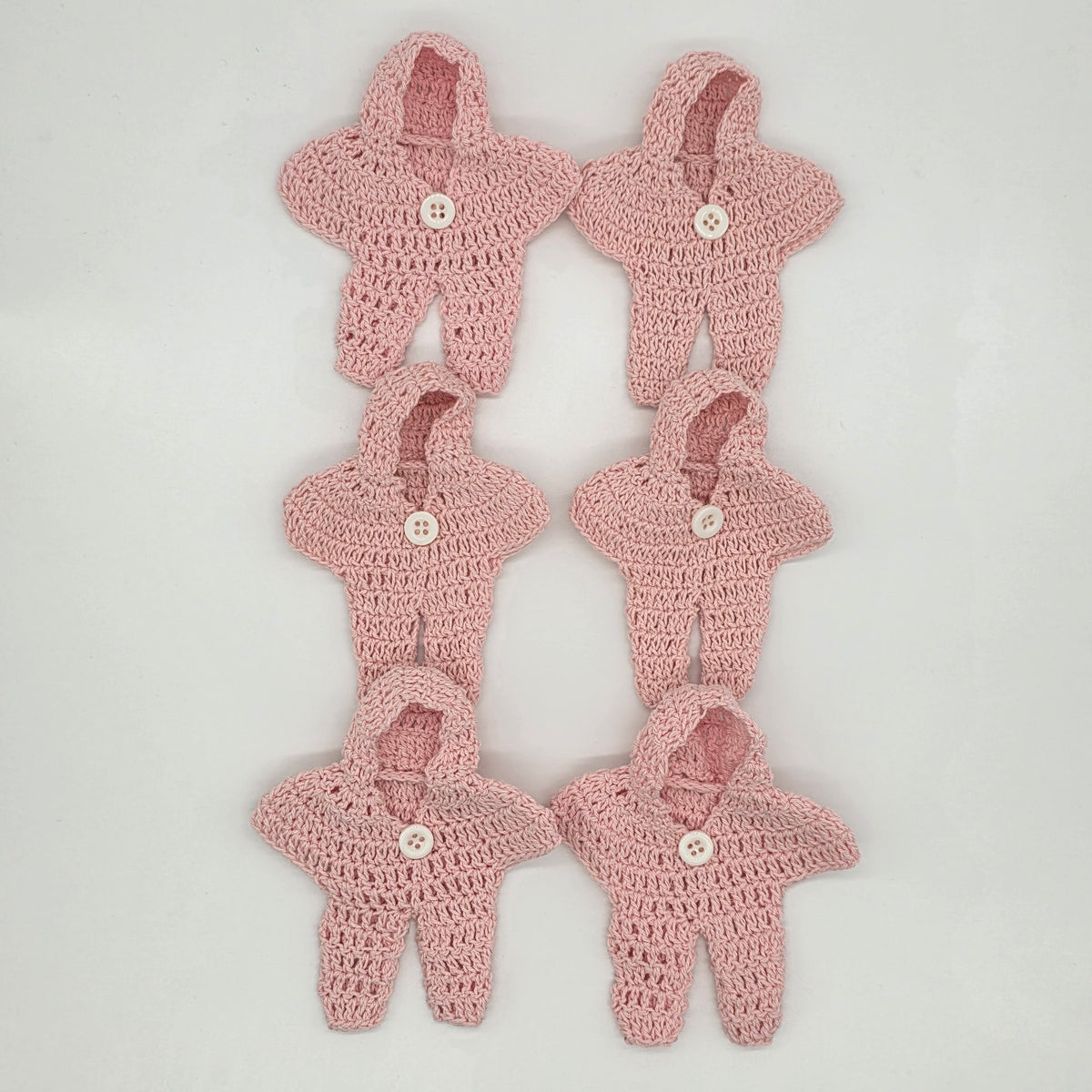 Set of 6 Mini Crochet Jumpsuit Party Favor & Party Gift Tiny Snowsuit Party Favor for Winter Baby Shower, Ski Decor or Dollhouse