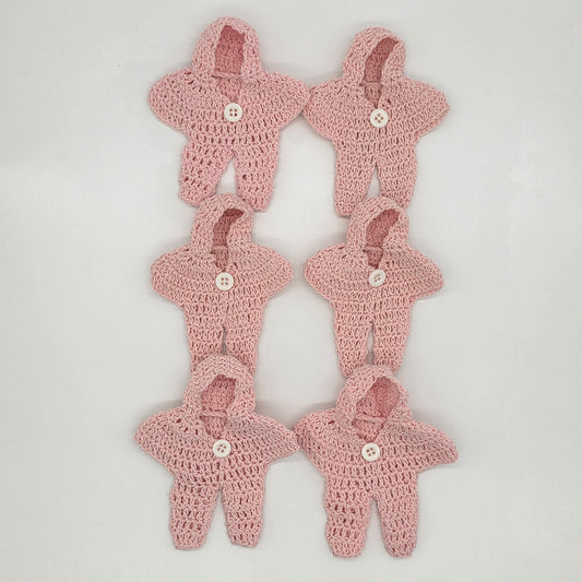 Set of 6 Mini Crochet Jumpsuit Party Favor & Party Gift Tiny Snowsuit Party Favor for Winter Baby Shower, Ski Decor or Dollhouse