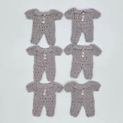 Grey Mini Crochet Romper Party Favor & Party Gifts | 3" Tiny Table Scatter for Baby Shower or Birthday - Set of 6