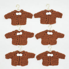 Boho Baby Shower Favors Mini Crochet Brown Jackets Bow Tie Decor Set of 6