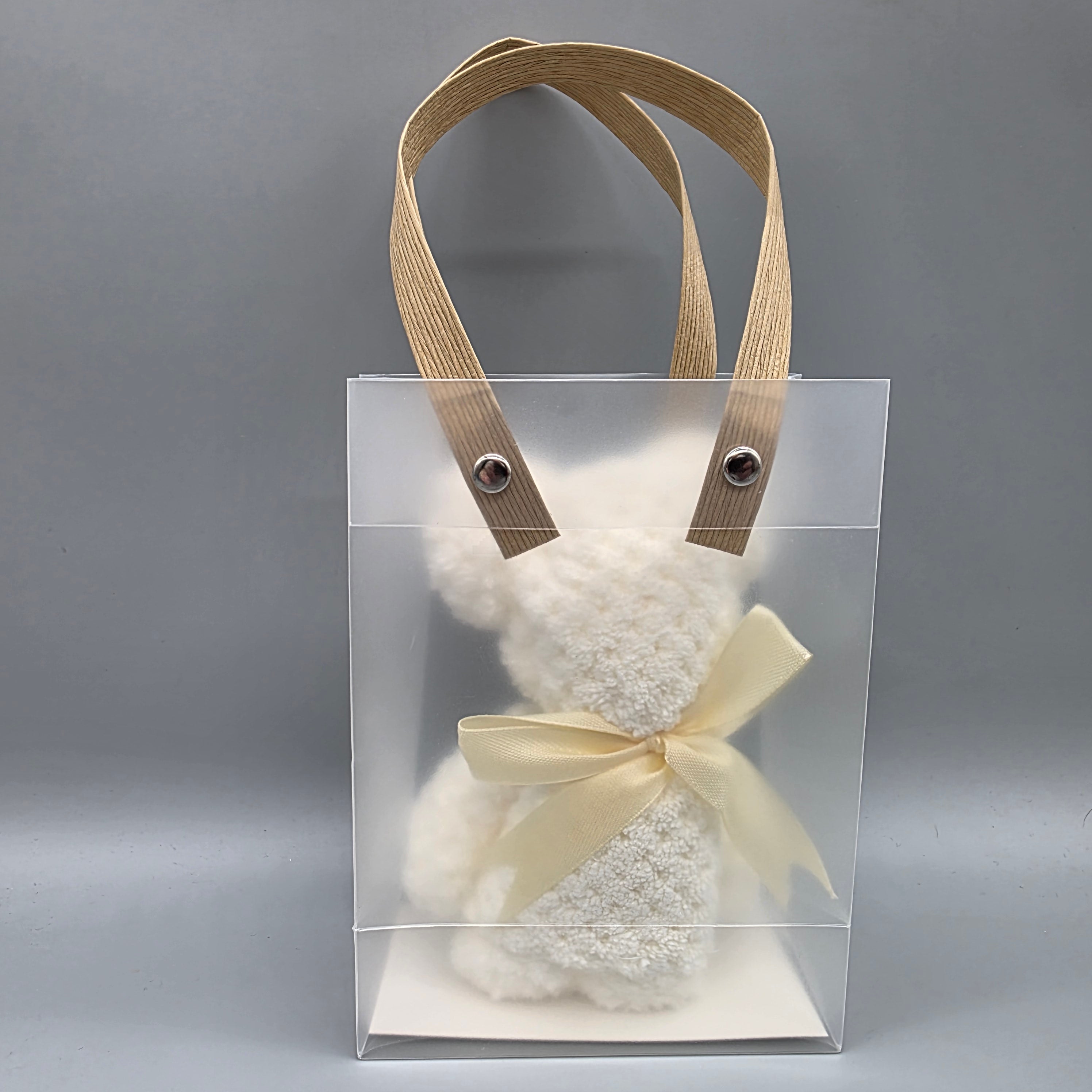 Chic Teddy Bear Towel Favors | Set of 6 Luxury Microfiber Baby Shower Gifts | Frosted Bag