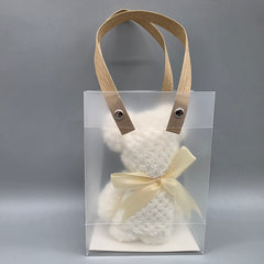 Chic Teddy Bear Towel Favors | Set of 6 Luxury Microfiber Baby Shower Gifts | Frosted Bag