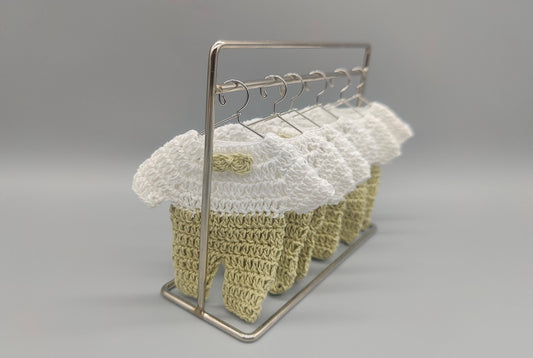 Crochet Baby Outfit Favors | Sage Green Mini Overalls | Gender Neutral Baby Shower Decorations | Baptism Favors | Set of 6 | Baby Welcome