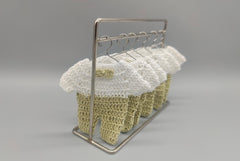 Crochet Baby Outfit Favors | Sage Green Mini Overalls | Gender Neutral Baby Shower Decorations | Baptism Favors | Set of 6 | Baby Welcome