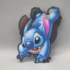 Blue Alien 3D Lenticular Sticker - Stitch Fun Pose Decal - 2-in-1 Shifting Image