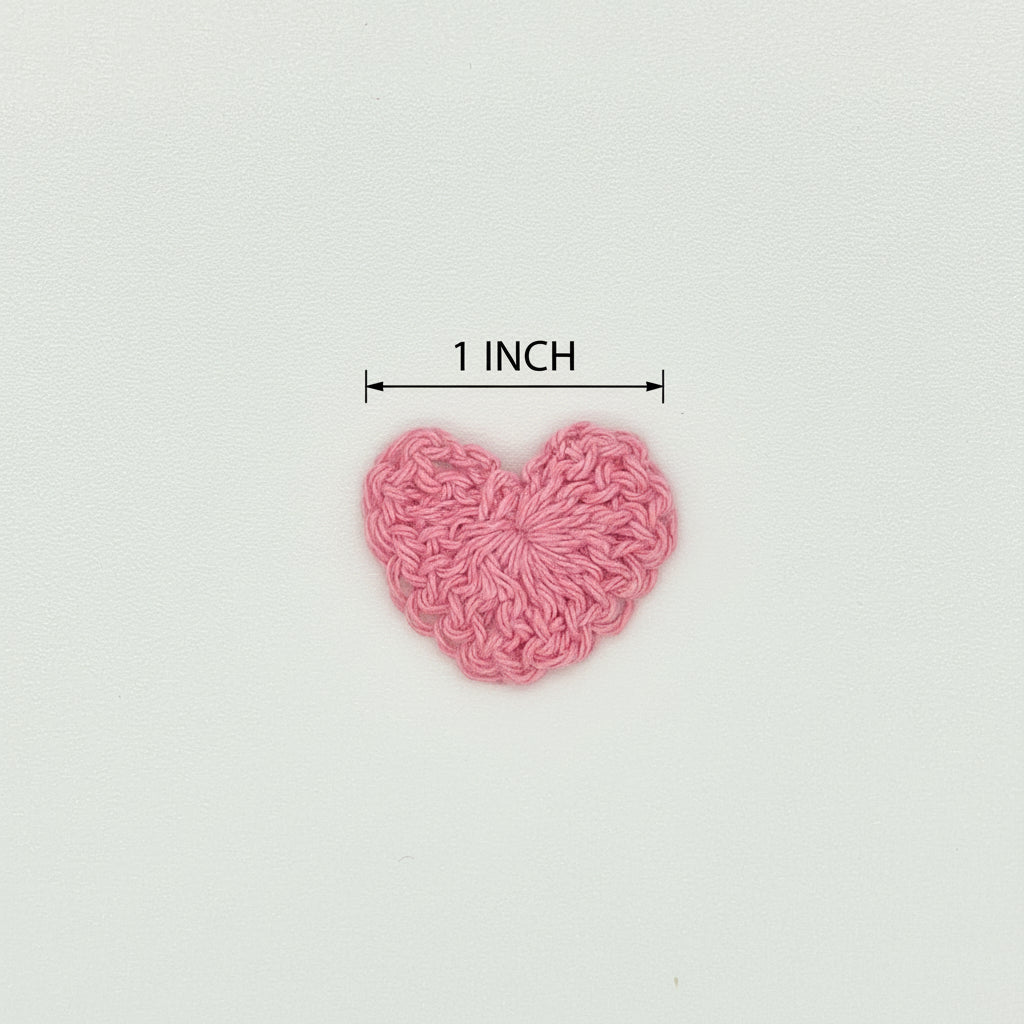 Tiny Pink Crochet Hearts 1" Appliques, Set of 12 Tiny Yarn Hearts for Scrapbooking, Sewing, Crafts & Valentine's Day