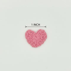 Tiny Pink Crochet Hearts 1" Appliques, Set of 12 Tiny Yarn Hearts for Scrapbooking, Sewing, Crafts & Valentine's Day