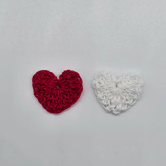 12pc Tiny Crochet Hearts - Mini 1” Handmade Yarn Hearts for Valentine’s Day, Scrapbooking, Crafts & Table Scatter - Red & White Set