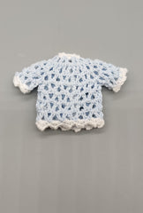 Crochet mini jacket, baby blue with white trim, cute favors, baby shower, baby welcome, crochet favors, baby shower favours, Set of 6