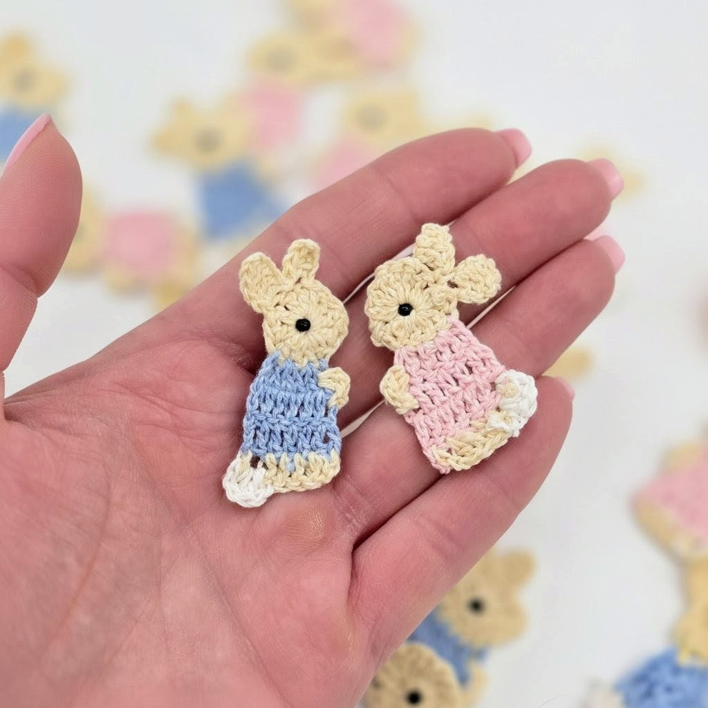 Tiny Crochet Bunny Rabbits - Custom Party Gifts & Spring Party Favors - Set of 10 Handmade Miniature Cottontail Decor
