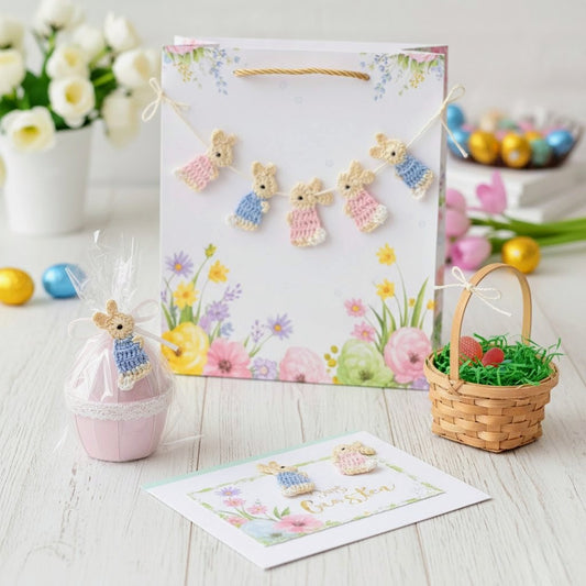 Tiny Crochet Bunny Rabbits - Custom Party Gifts & Spring Party Favors - Set of 10 Handmade Miniature Cottontail Decor