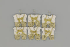 Set of 6 Mini Crochet Baby Overall Favors with bowtie - Sage Green - Baby Shower, Gender Reveal, Baby Welcome - Hanger and rack options!