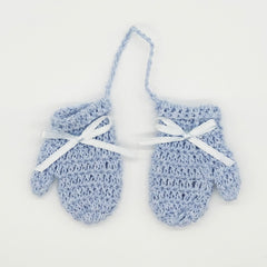 5-Pack Tiny Crochet Baby Mittens - Baby Blue Party Gift & Party Favors for Baby Showers & Gender Reveals - Handmade Keepsake Decor