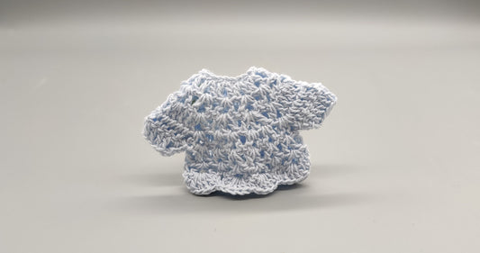 Baby blue knit crochet mini jacket with floral design, cute favors, baby shower, baby welcome, crochet favors, baby shower favours, Set of 6