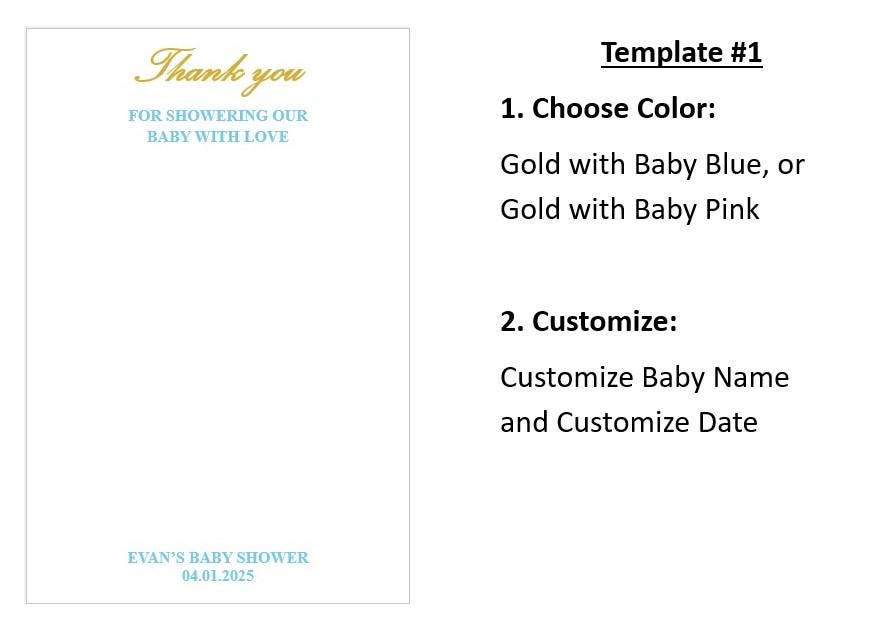 Baby Shower Favor with Custom Name & Date, Crochet Baby Favor with Hanger, Personalized Card w/ Color Choice. Ships Fast and Free! Set of 6