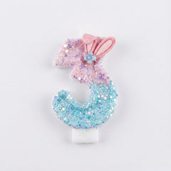 Pink & Blue Ombre Glitter Bunny Ear Number Birthday Candle! Comes in a clear case. Cute kawaii party decor