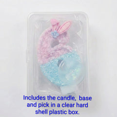 Pink & Blue Ombre Glitter Bunny Ear Number Birthday Candle! Comes in a clear case. Cute kawaii party decor