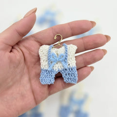 Mini Crochet Party Favors - Tiny Outfit or Romper Guest Party Gift | Baby Shower, Baptism & Event Decor with Hanger Options