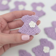 Set of 6 Mini Crochet Dress Party Favor & Party Gift - Lilac Tiny Dress for Baby Shower, Bridal Shower, or Dollhouse Decor