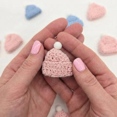 Handmade Mini Crochet Pink Beanie Party Gift - 6 pcs - Tiny Knit Hat Party Favor for Crafts & Decor