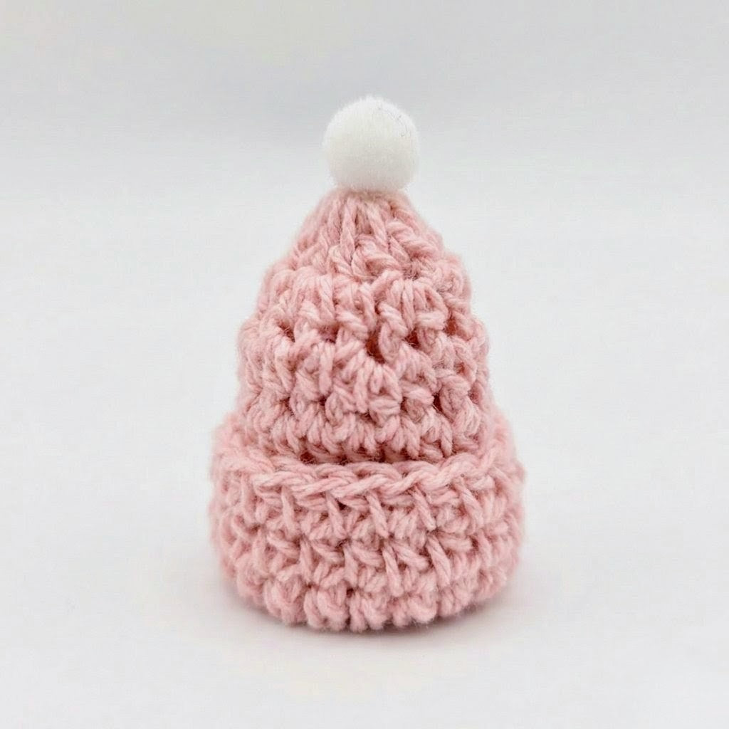 Handmade Mini Crochet Pink Beanie Party Gift - 6 pcs - Tiny Knit Hat Party Favor for Crafts & Decor