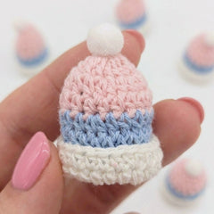 6 Pcs Tiny Crochet Beanies Party Gifts - Pastel Pink & Blue Miniature Hats for Party Favor, Party Gift, and Party Decor | Baby Shower Ready