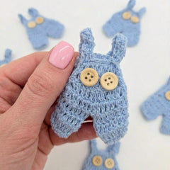6pc Mini Crochet Blue Overalls Party Gift - Crochet Party Favor for Baby Shower, Gender Reveal & Baptism | Handmade Tiny Decors and Favors