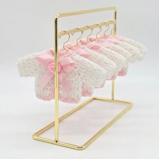 Handmade Tiny Crochet Baby Pink Party Favors – 6pc Mini Sweater Party Gift Set for Baby Showers, Baptism & Gender Reveal