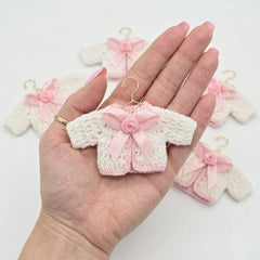 Handmade Tiny Crochet Baby Pink Party Favors – 6pc Mini Sweater Party Gift Set for Baby Showers, Baptism & Gender Reveal