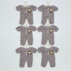 Mini Crochet Baby Romper Party Favor with Laser Engraved Elephant - Set of 6 Party Gift