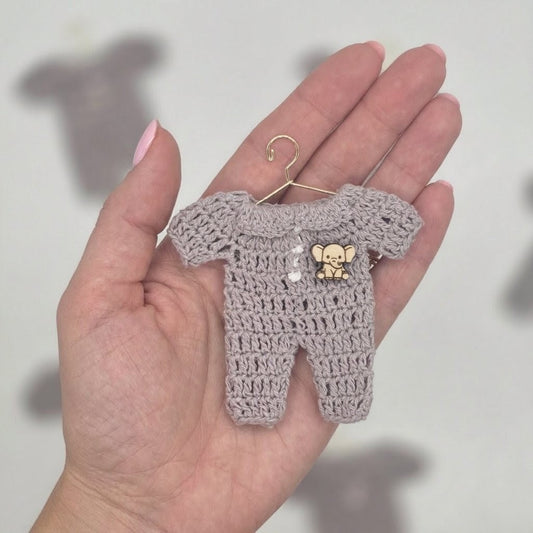 Mini Crochet Baby Romper Party Favor with Laser Engraved Elephant - Set of 6 Party Gift
