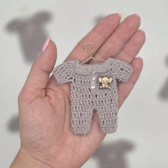 Mini Crochet Baby Romper Party Favor with Laser Engraved Elephant - Set of 6 Party Gift