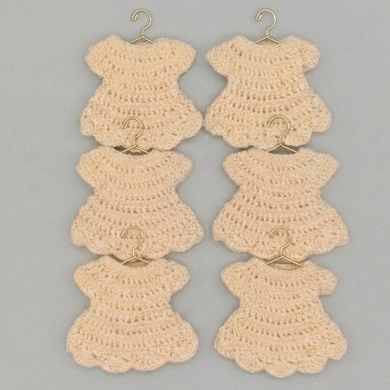 Mini Cream Dress Baby Shower Favors - Set of 6 Party Gifts with Hangers & Rack Option
