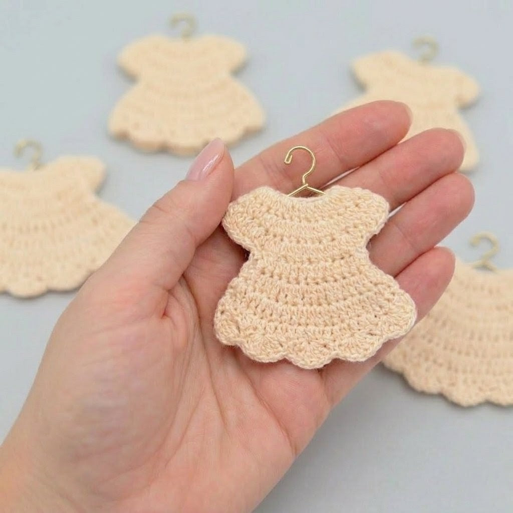 Mini Cream Dress Baby Shower Favors - Set of 6 Party Gifts with Hangers & Rack Option