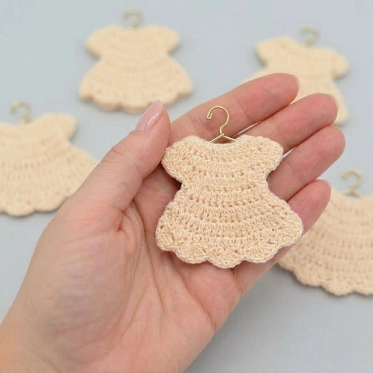 Little Cream Dress Baby Shower Favors - Set of 6 Party Gifts with Hangers & Rack Option