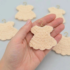 Mini Cream Dress Baby Shower Favors - Set of 6 Party Gifts with Hangers & Rack Option