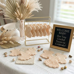 Mini Cream Dress Baby Shower Favors - Set of 6 Party Gifts with Hangers & Rack Option
