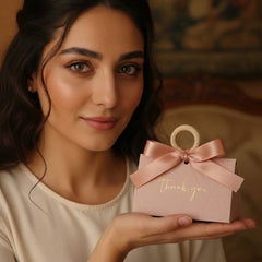 Blush Pink Embossed Party Favor Box Set - Chic Triangular Party Gift Box for Weddings, Quinceañeras & Events (Set of 12)