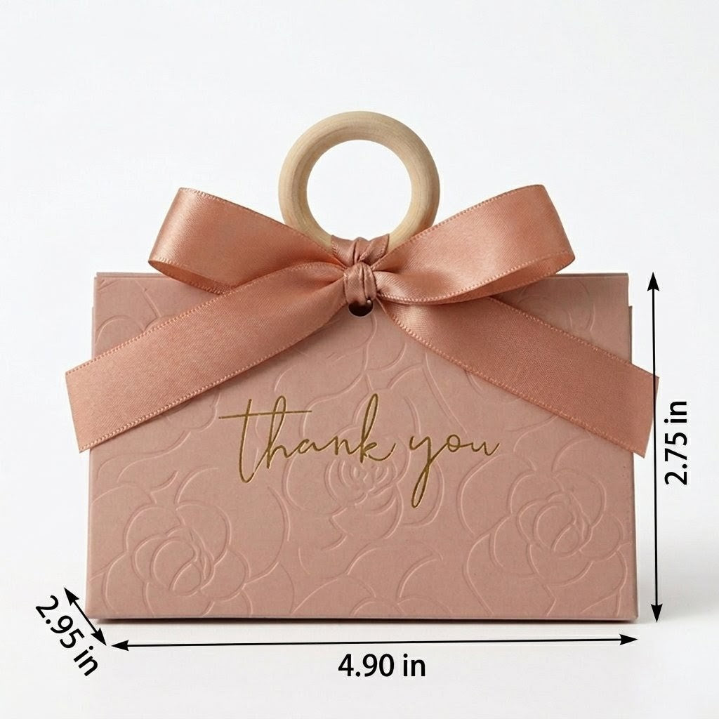 Blush Pink Embossed Party Favor Box Set - Chic Triangular Party Gift Box for Weddings, Quinceañeras & Events (Set of 12)