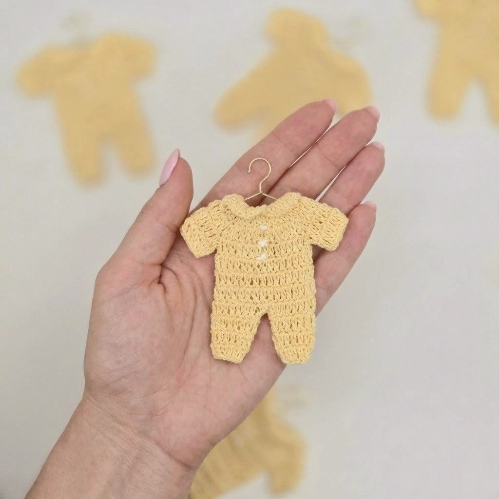 Mini Crochet Yellow Onesies - Perfect Party Favors & Party Gifts for Baby Showers | Handmade Tiny Clothes Set of 6